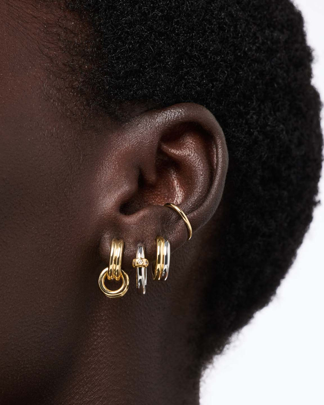 Huggie Earrings - Asher Drop Gold