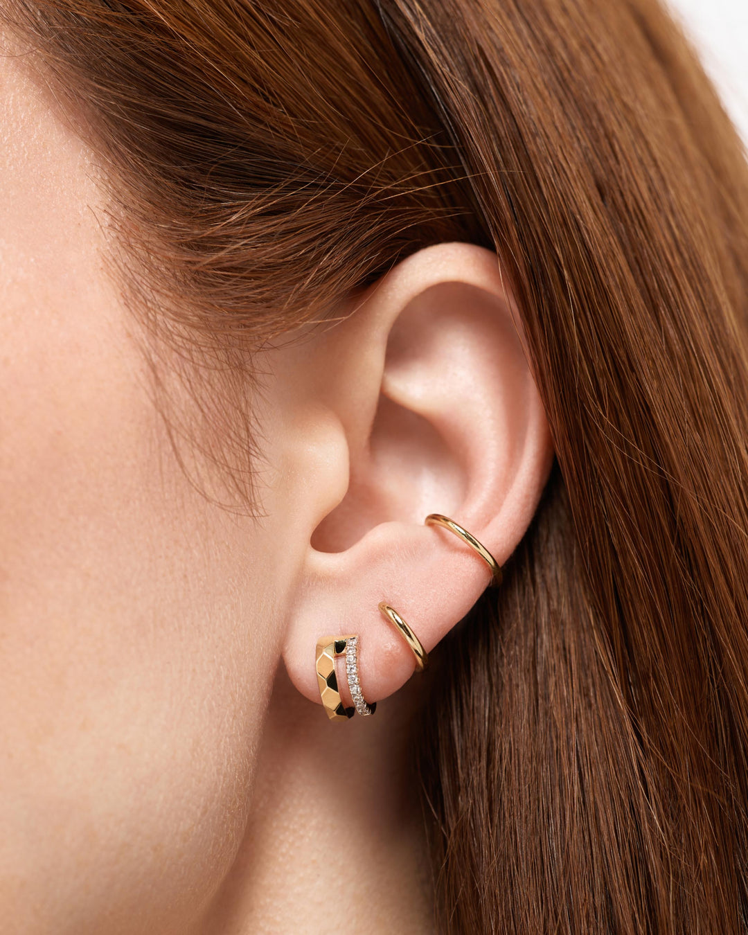 Gold Hoops Earrings - Esme Double