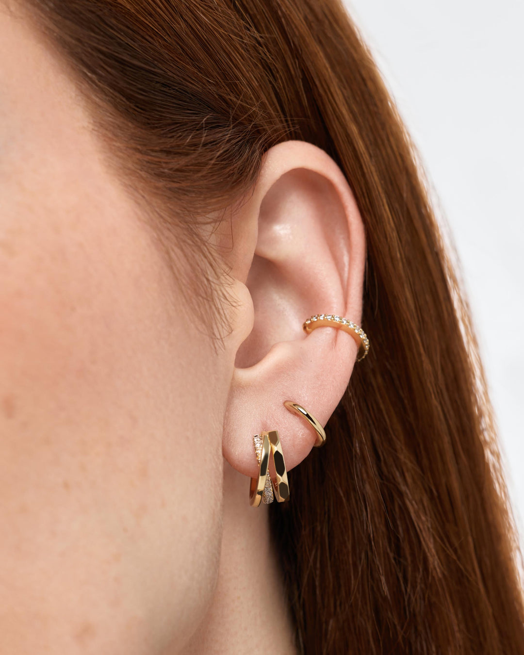 Gold Hoop Earrings - Esme Triple