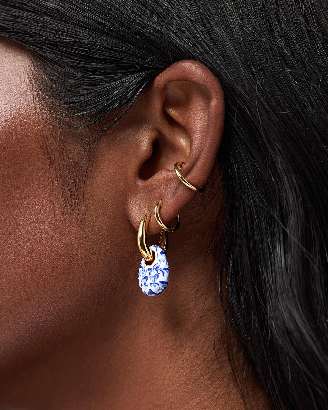 Drop Earrings - Kayla Marble Blue