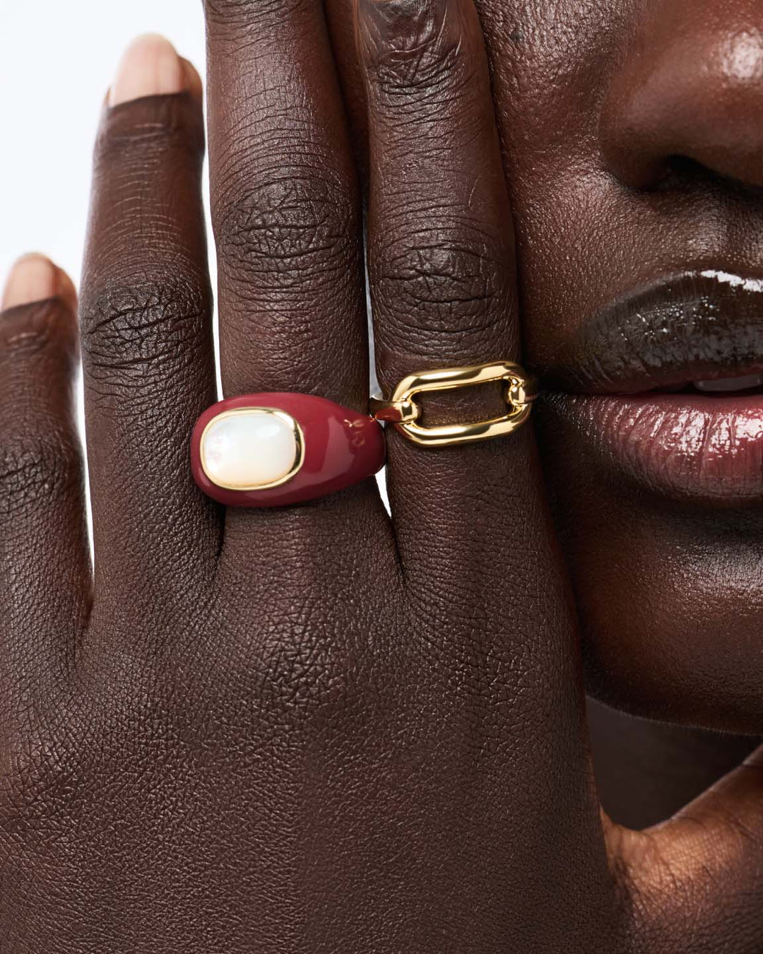 Statement Ring - Lennon Red Mother of Pearl