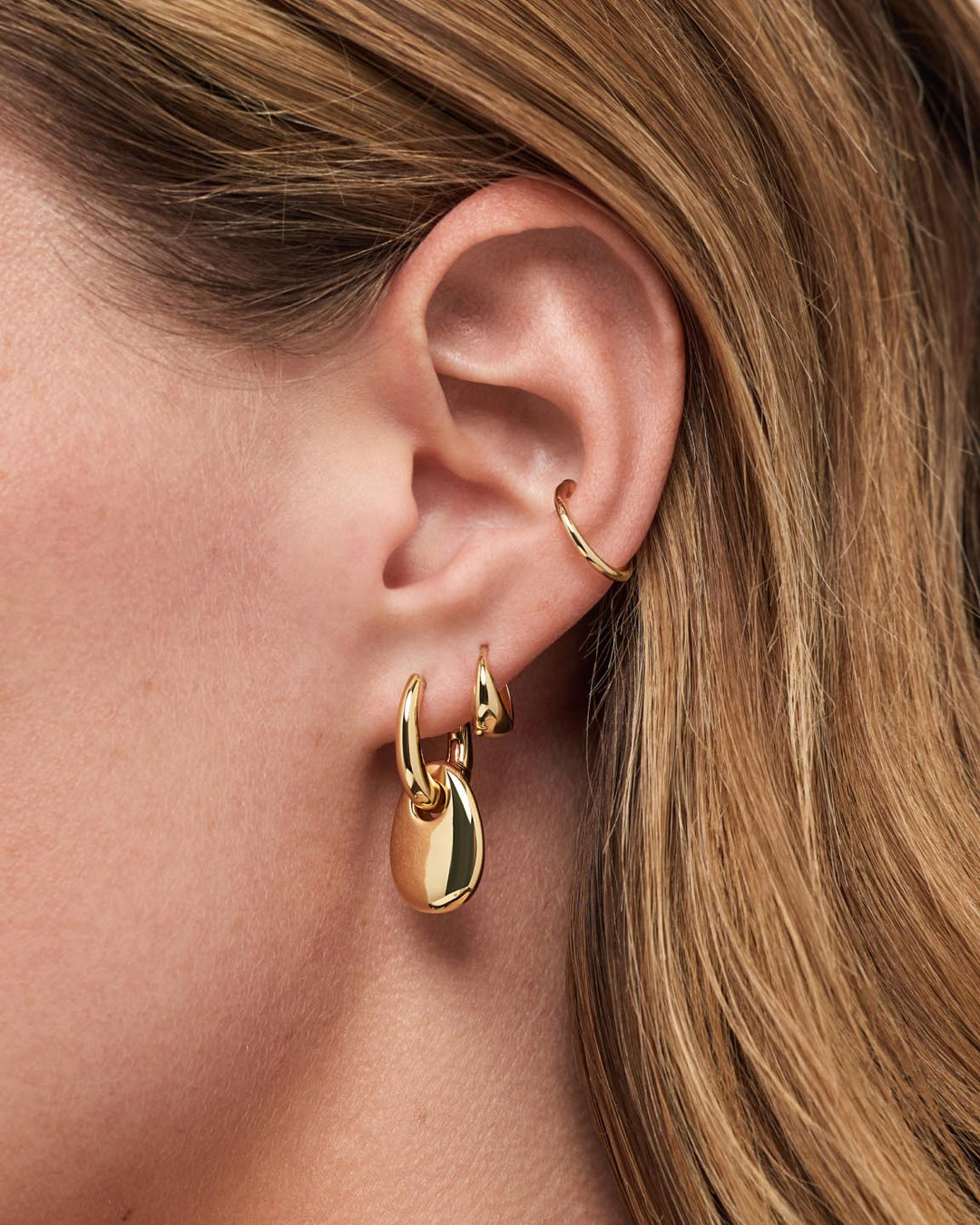 14K Gold Plated Pebble Statement Drop Earrings For Women Ana Luisa Kayla Gold