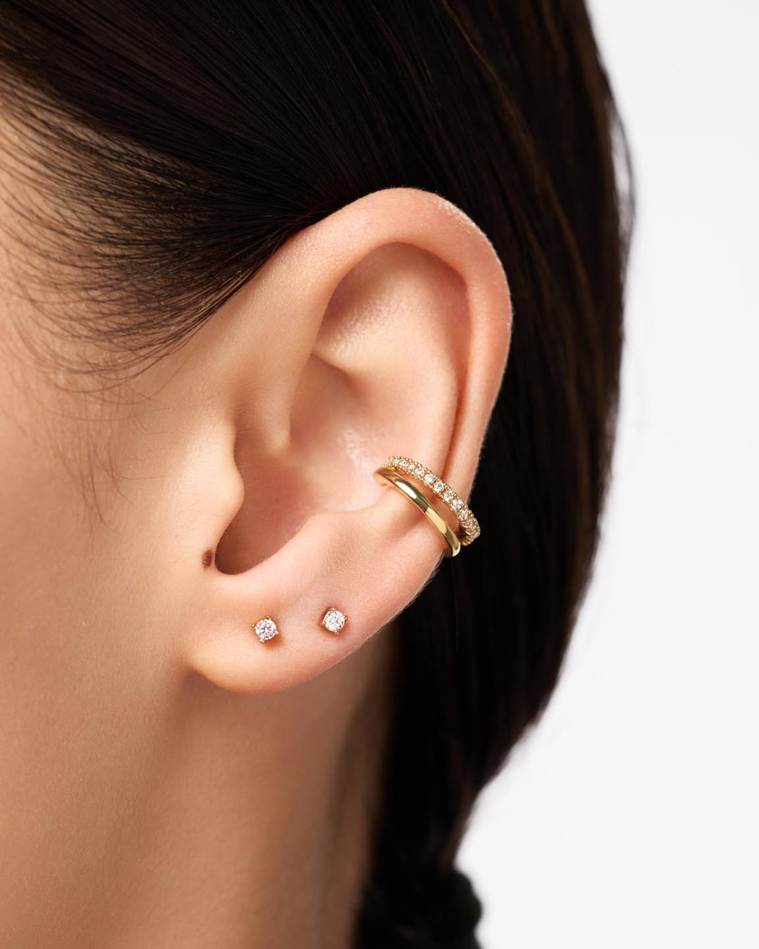 14K Gold Plated Sterling Silver Diamonds Stud Earrings For Women Ana Luisa Diamond Studs