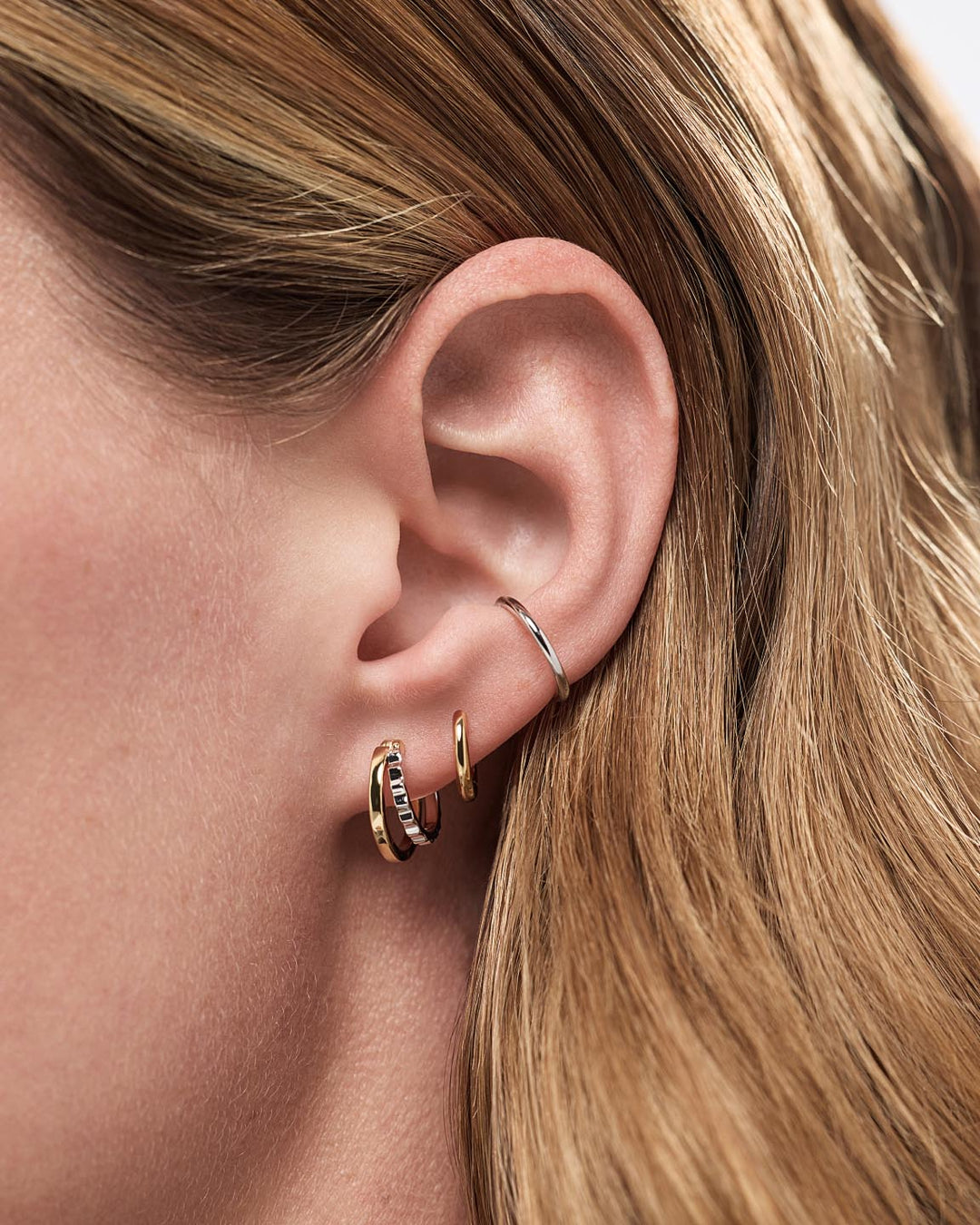 14K Gold Rhodium Plated Sterling Silver Two Tone Hoop Earrings For Women Ana Luisa Toda Two Tone