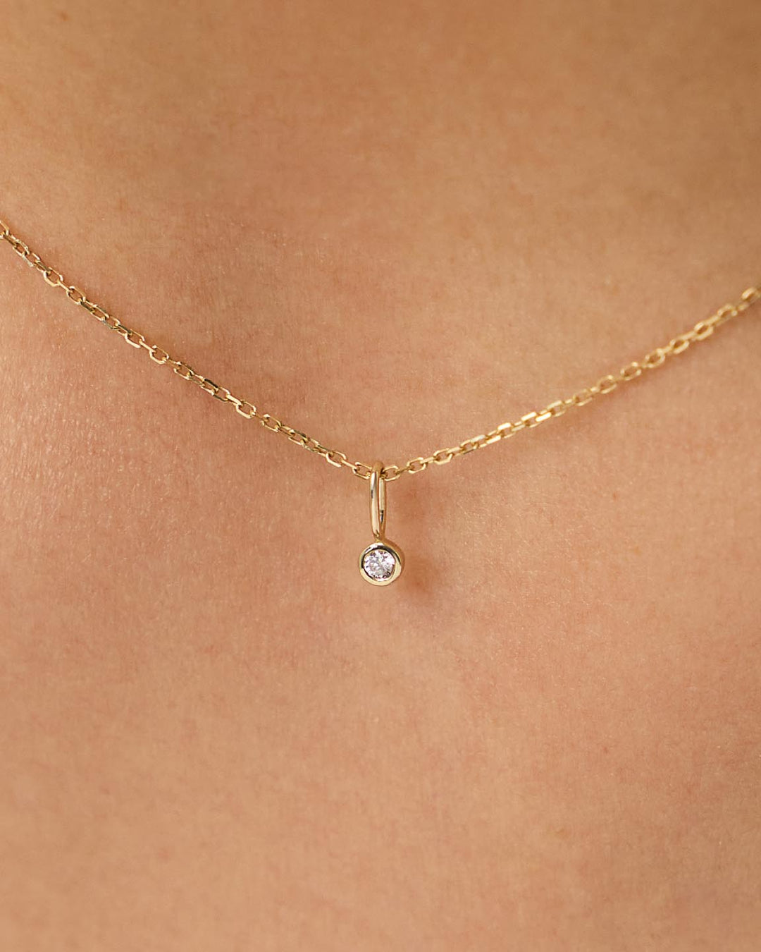 Ana Luisa Jewelry Necklace Charms Birthstone Gold Mini Birthstone Charm April Birthstone Gold Mini Diamond Charm Solid Gold