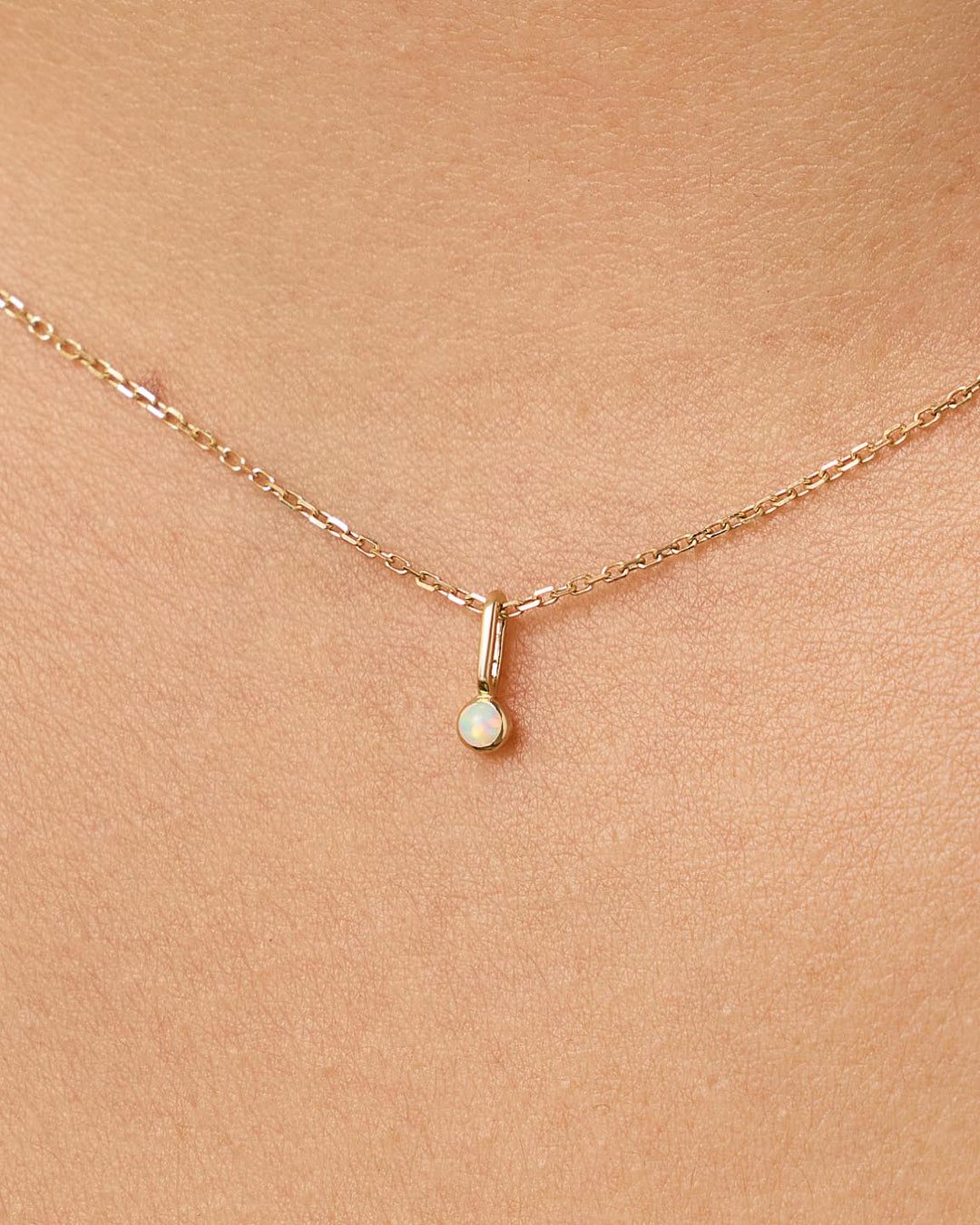 Ana Luisa Jewelry Necklace Charms Birthstone Gold Mini Birthstone Charm October Birthstone Gold Mini Opal Charm Solid Gold