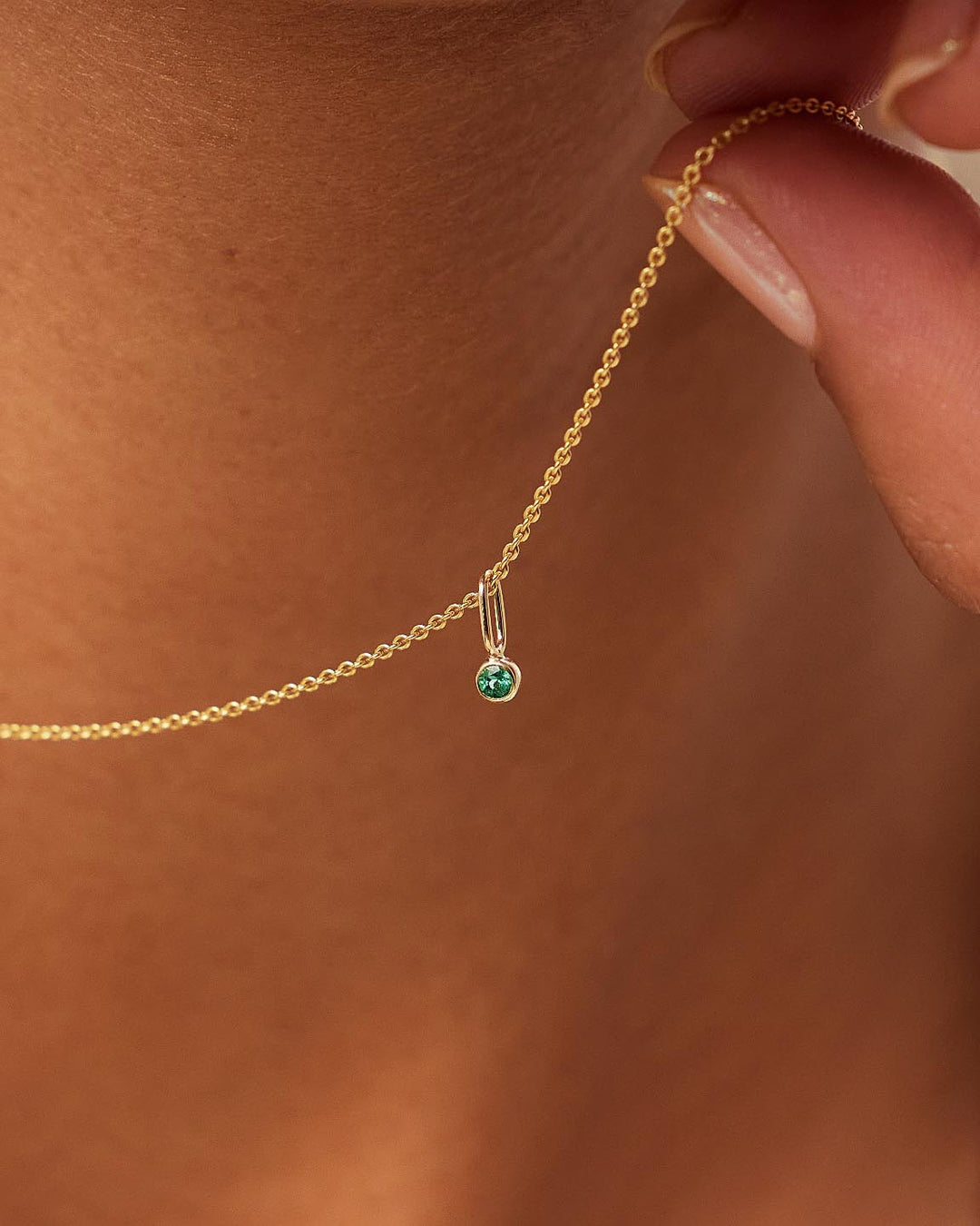 Ana Luisa Jewelry Necklace Charms Birthstone Gold Mini Birthstone Charm Tiny Emerald Charm Solid Gold