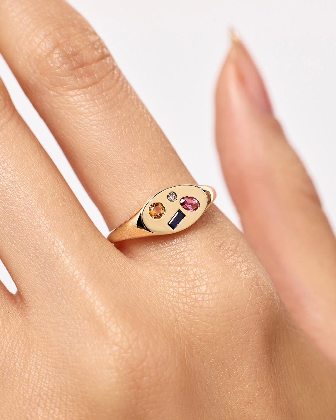 Birthstone Ring - 4 Stone Signature Signet Ring
