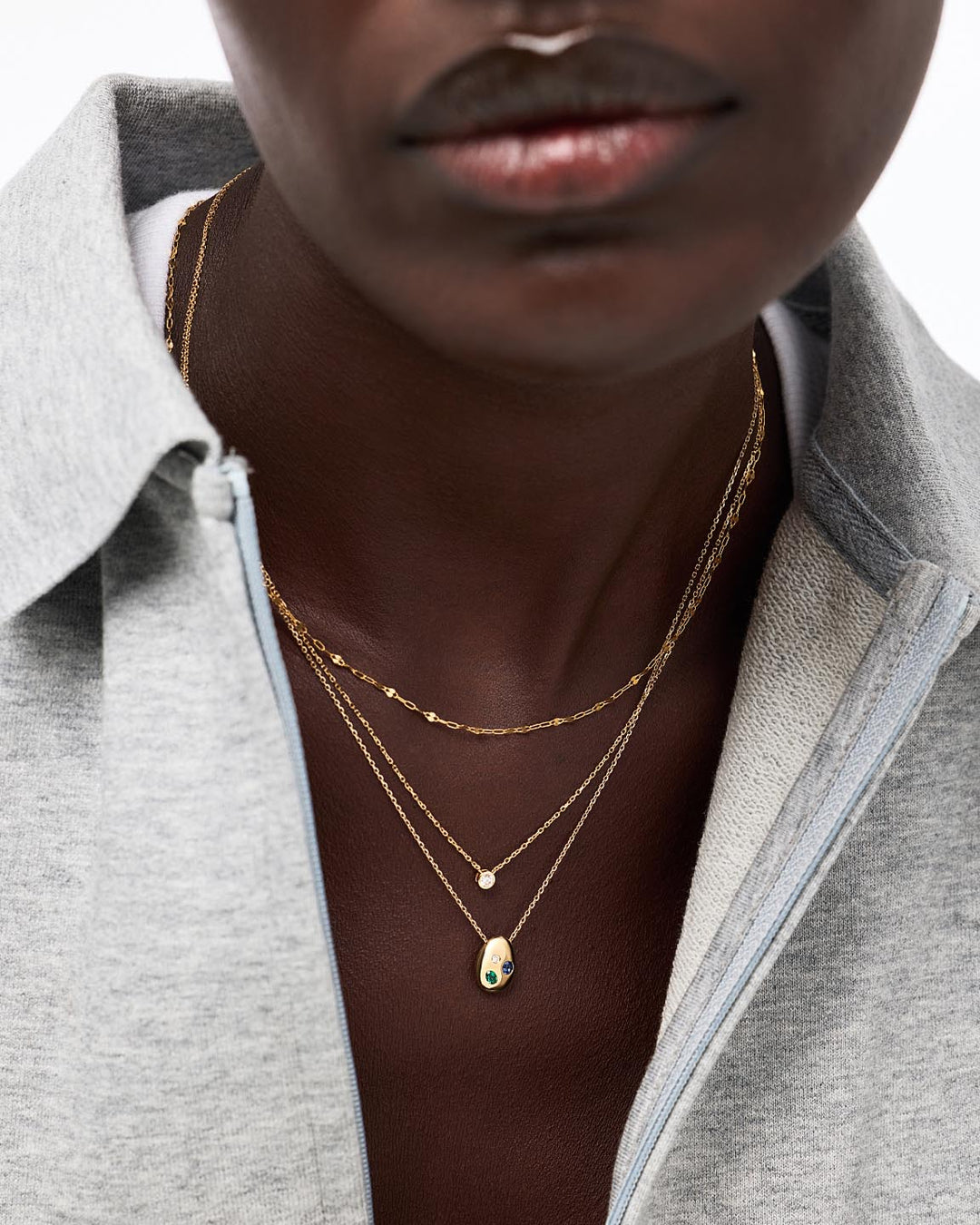 Birthstone Necklace - 3 Stone Memento Necklace