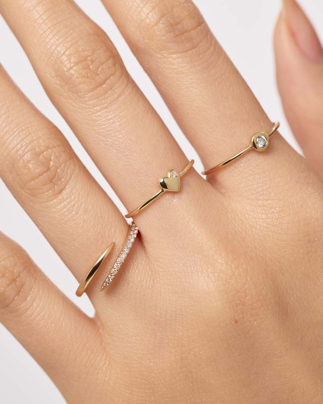 Solid Yellow Gold - Mini Diamond Heart Ring