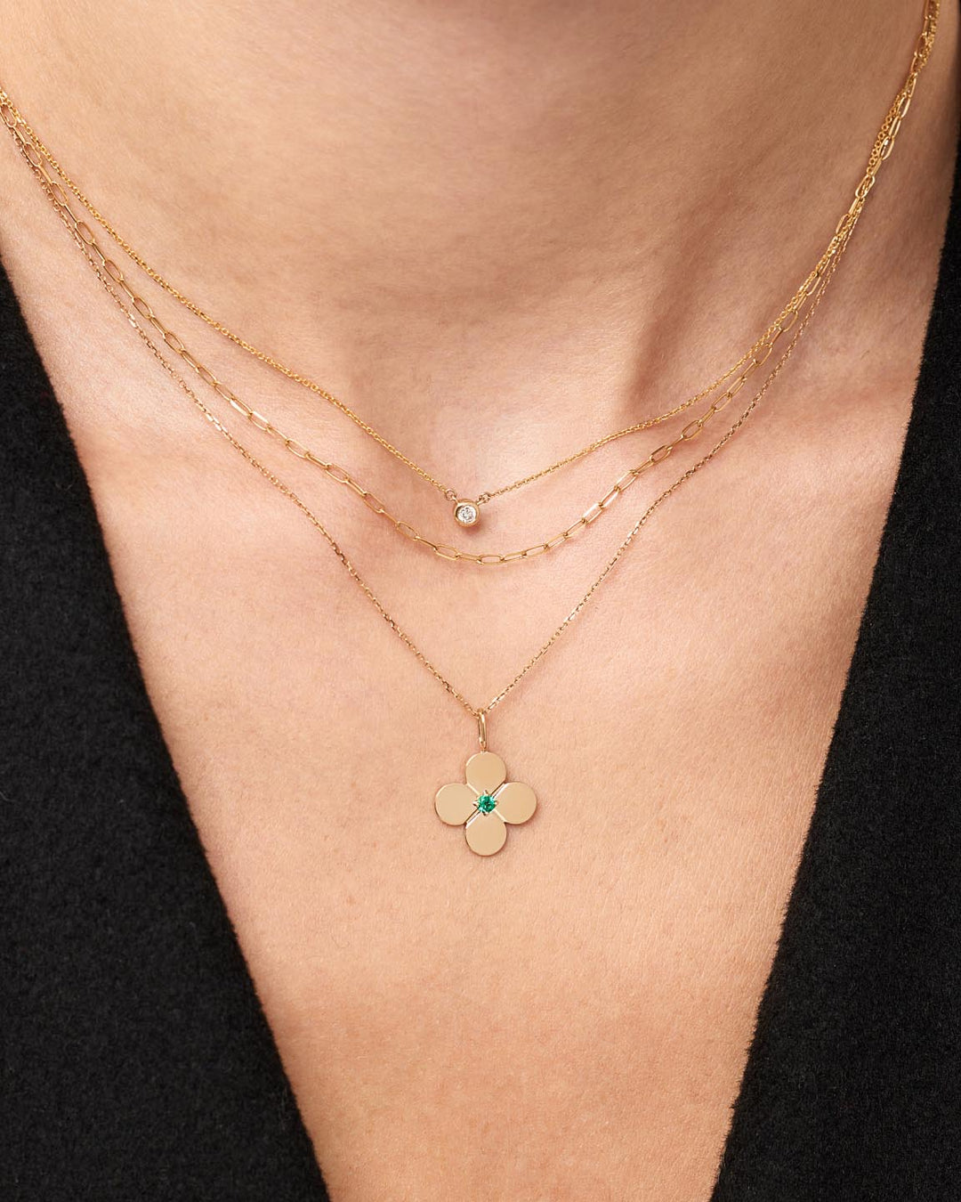 Solid Gold Emerald Solid Bloom Fine Green Flower Pendants Necklace Charms For Women Ana Luisa Gold Flower Charm Emerald