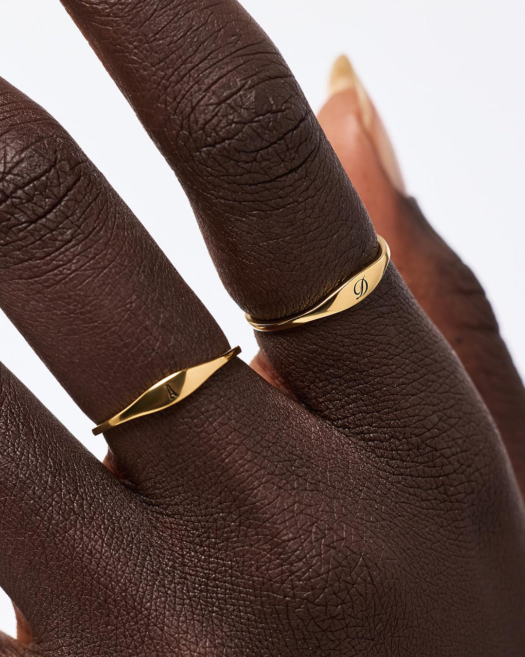 Solid Yellow Gold - Personalized Slim Signet Ring