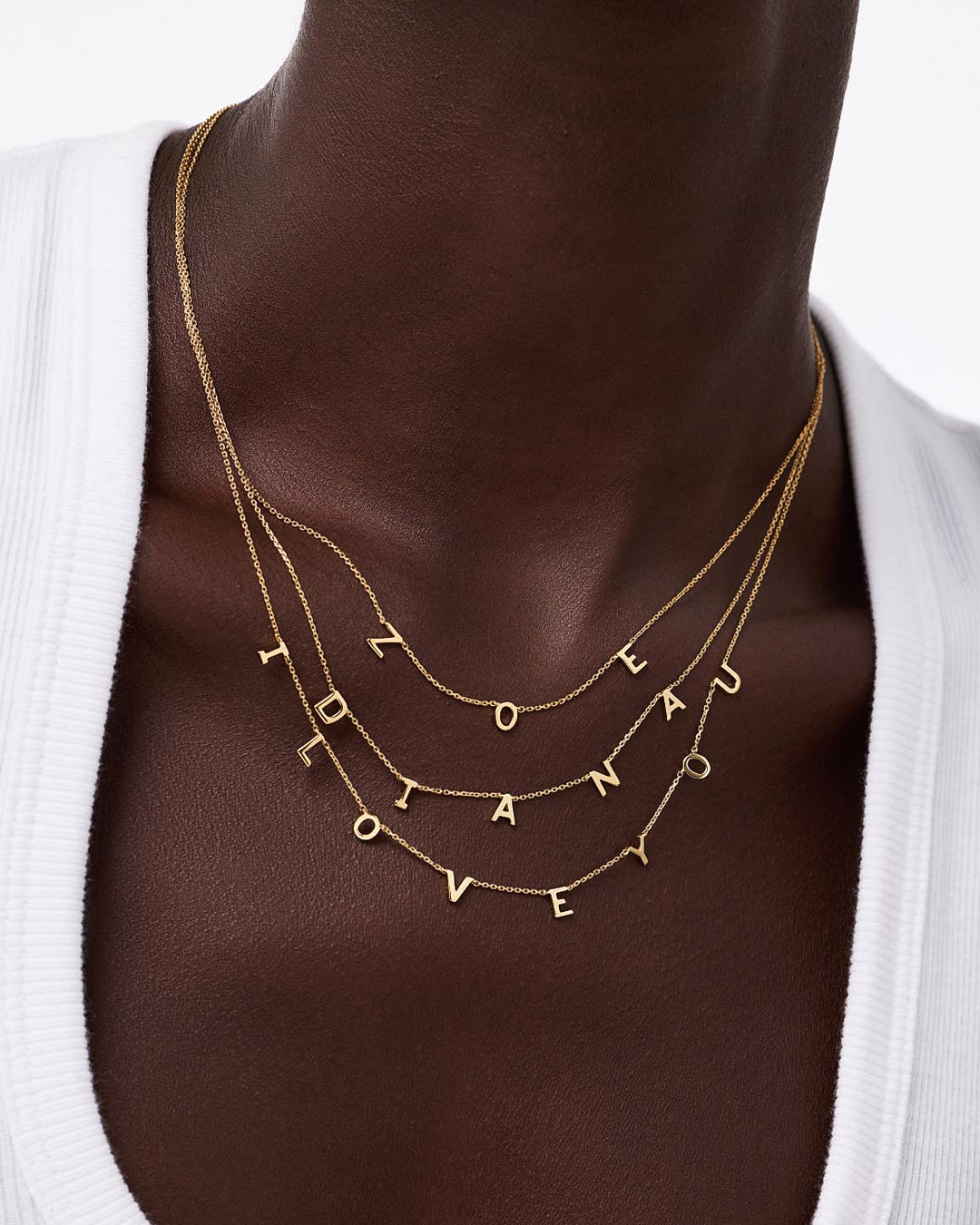 Solid Yellow Gold - Custom Initial Station Necklace