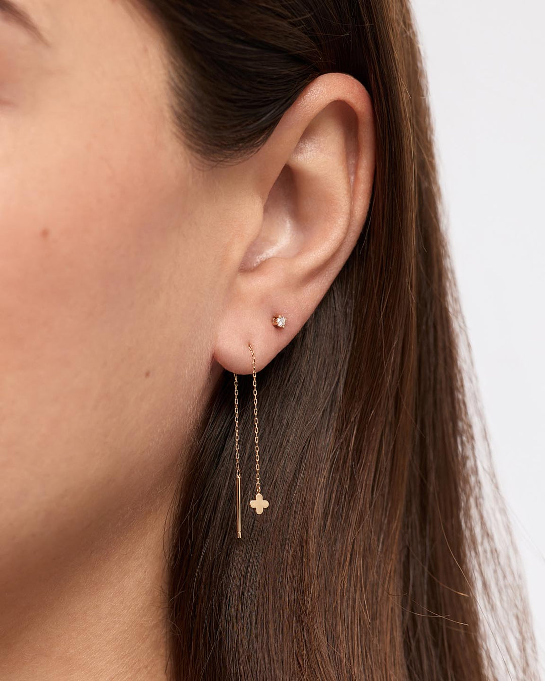 Solid Gold Solid Bloom Fine Flower Threader Earrings Ana Luisa Mini Flower Threaders