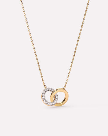 10K Solid Gold Diamond Links Circle Pendant Necklaces For Women Ana Luisa Duo Links Diamond Necklace