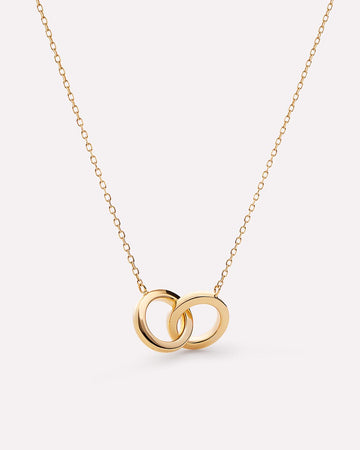 10K Solid Gold Links Circle Pendant Necklaces For Women Ana Luisa Duo Links Necklace