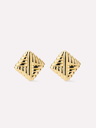 14K Gold Plated Botanica Square Braided Statement Oversized Stud Earrings For Women Ana Luisa Maple