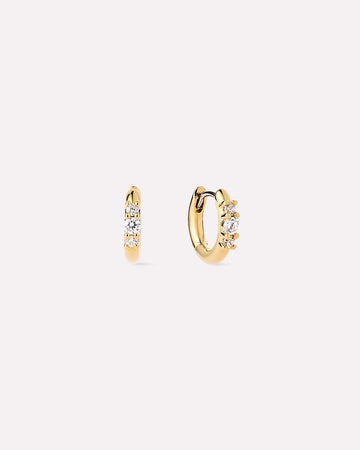 14K Gold Plated Cubic Zirconia Huggie Hoops Earrings For Women Ana Luisa Rosie