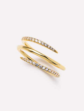 14K Gold Plated Cubic Zirconia Stone Spiral Band Rings For Women Ana Luisa Oren Triple