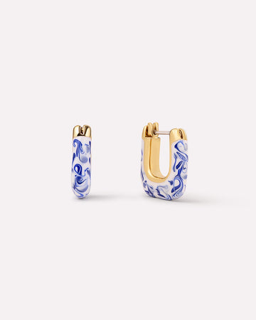 Hoop Earrings - Dakota Mini Marble Blue