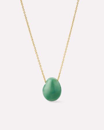Gold Pendant Necklace - Pebble Mini Aventurine