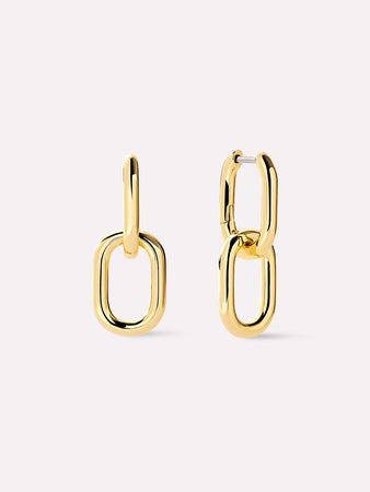 14K Gold Plated Open C Shape Small Double Hoop Drop Earrings For Women Ana Luisa Rox Mini Double