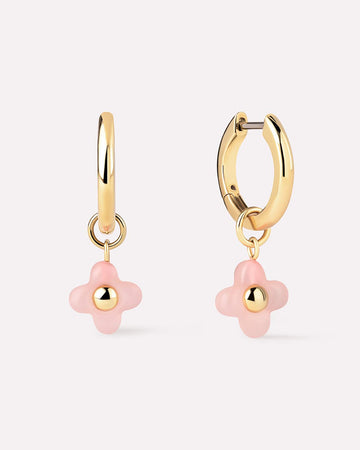 Flower Earrings - Liora Hoops Rose Quartz