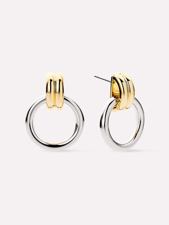 14K Gold Rhodium Plated Circle Two Tone Statement Oversized Earrings For Women Ana Luisa Quinn