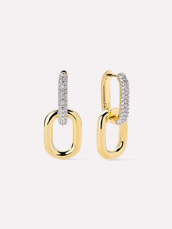 14K Gold Rhodium Plated Cubic Zirconia Pave Drop Earrings For Women Ana Luisa Ash Double Pave