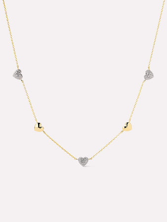 Heart Necklace - Lev Mini Pave Station Necklace