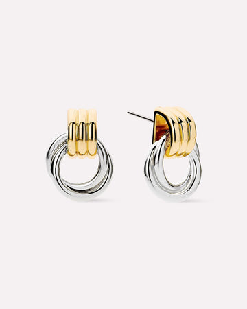 14K Gold Rhodium Plated Door Knocker Two Tone Drop Earrings For Women Ana Luisa Ryle Two Tone