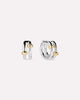 14K Gold Rhodium Plated Edgy Two Tone Hoop Earrings For Women Ana Luisa Cyrus Double
