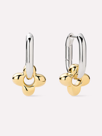 14K Gold Rhodium Plated Flowers Pillow Charms Drop Earrings For Women Ana Luisa Cassia Hoops