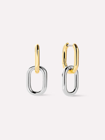 14K Gold Rhodium Plated Open C Shape Small Double Hoop Drop Earrings For Women Ana Luisa Rox Mini Double Two Tone