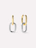 14K Gold Rhodium Plated Open C Shape Small Double Hoop Drop Earrings For Women Ana Luisa Rox Mini Double Two Tone