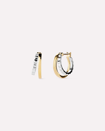 14K Gold Rhodium Plated Sterling Silver Two Tone Hoop Earrings For Women Ana Luisa Toda Two Tone