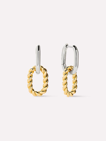 14K Gold Rhodium Plated Twist Two Tone Drop Earrings For Women Ana Luisa Ash Double Mini Two Tone