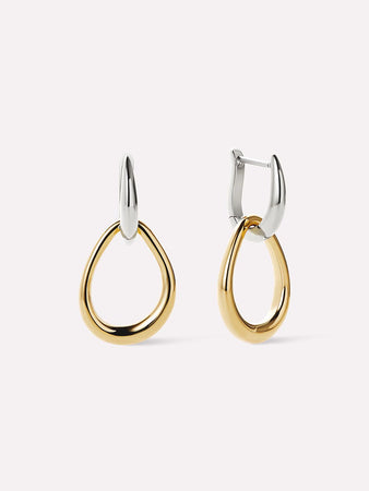 Gold Drop Earrings - Sage Two Tone