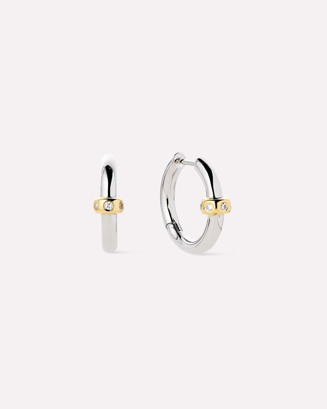 14K Gold Rhodium Plated Two Tone Edgy Hoop Earrings For Women Ana Luisa Cyrus