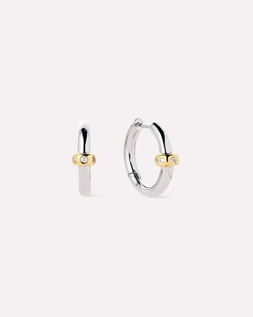 14K Gold Rhodium Plated Two Tone Edgy Hoop Earrings For Women Ana Luisa Cyrus