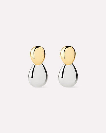 14K Gold Rhodium Plated Two Tone Pebble Statement Drop Earrings For Women Ana Luisa Pebble Earrings Two Tone