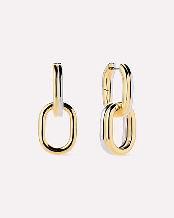 14K Rhodium Plated Link Two Tone Drop Earrings For Women Ana Luisa Ash Double Two Tone Links