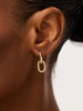 14K Gold Plated Open C Shape Small Double Hoop Drop Earrings For Women Ana Luisa Ash Double Mini