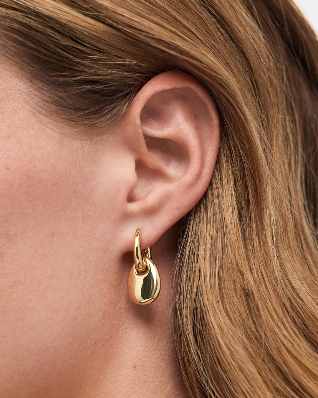 14K Gold Plated Pebble Statement Drop Earrings For Women Ana Luisa Kayla Gold