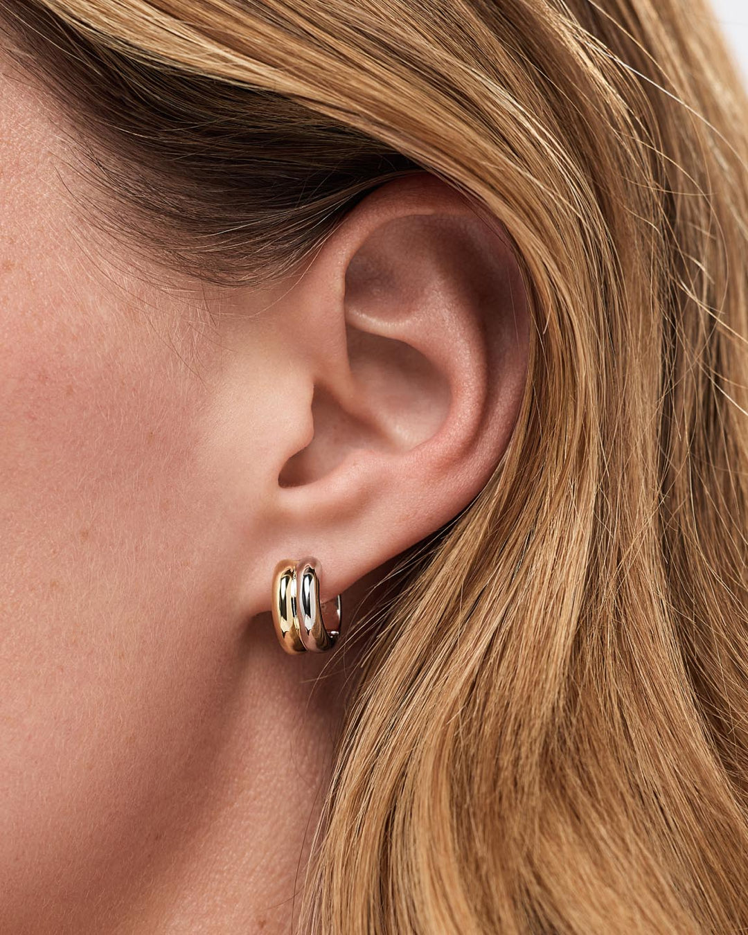 14K Gold Rhodium Plated Two Tone Hoop Earrings For Women Ana Luisa Asher Bold