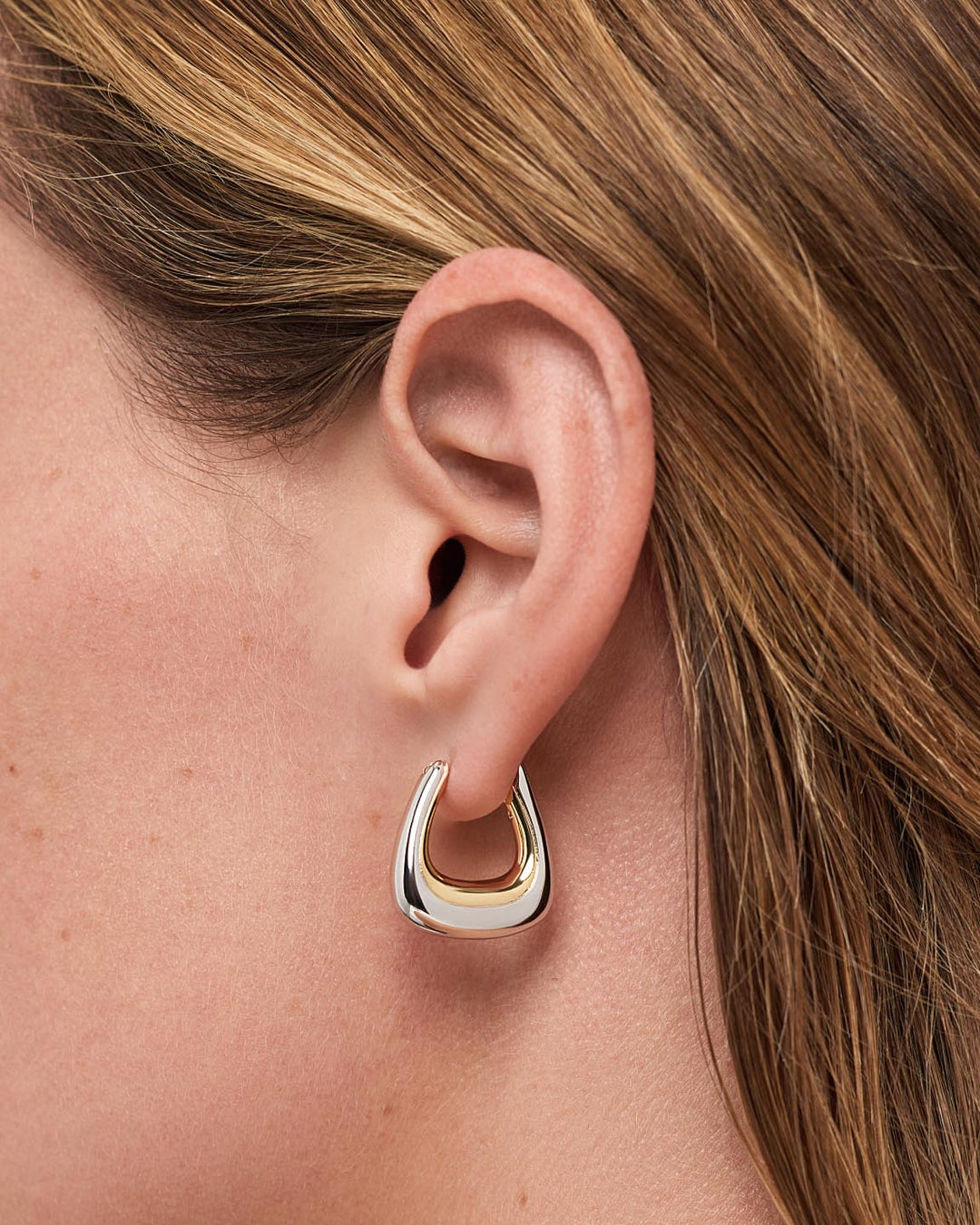 14K Gold Rhodium Plated Two Tone Hoop Earrings For Women Ana Luisa Dakota Two Tone