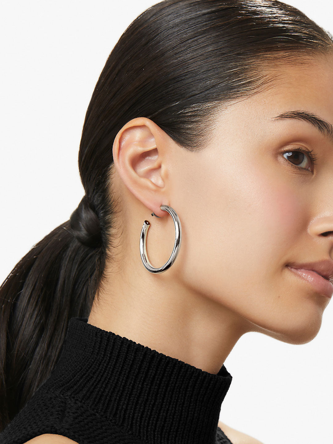 Silver Hoop Earrings - Tia Medium Silver