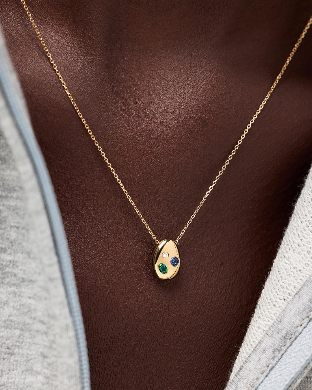 Birthstone Necklace - 3 Stone Memento Necklace