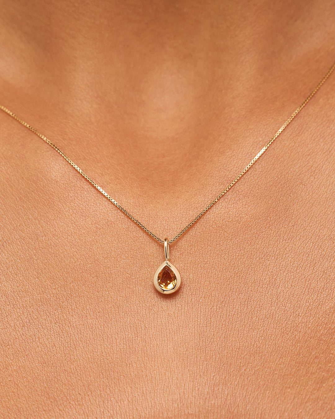 Solid Gold Amethyst Blue Sapphire Blue Topaz Yellow Citrine Semi Precious Stones Birthstones Pendant Necklaces For Women Ana Luisa Teardrop Necklace Citrine