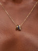 Solid Yellow Gold - Blue Sapphire Zeno Charm Necklace